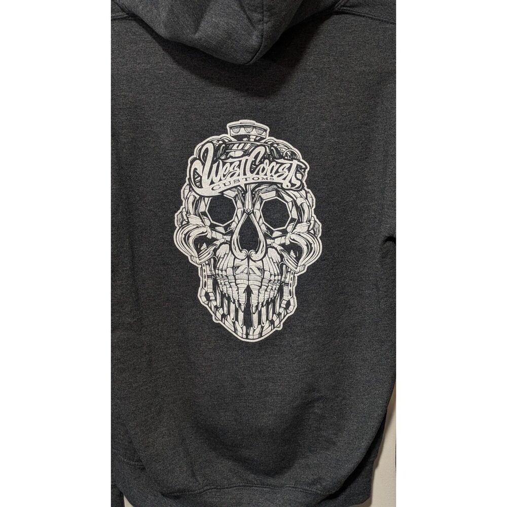 Grey Skull Hoodie - West Coast Customs x Six Flags Magic Mountain Collab. sz. S